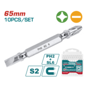 Викрутні насадки TOTAL TAC16HL133, PH2+SL6, 65 мм, 10 шт.