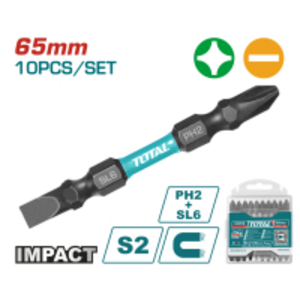 Викрутні насадки TOTAL TACIM16HL133, PH2+SL6, 65мм, 10шт.