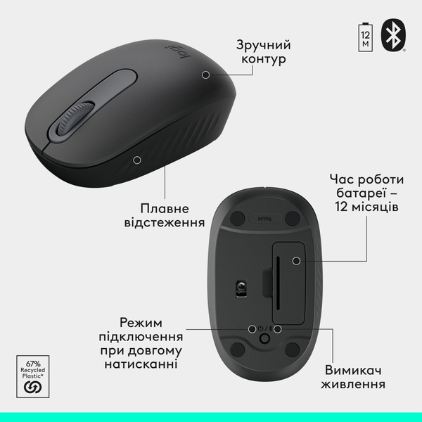 Бездротовий комплект Logitech MK250 Wireless Combo Graphite (Клавіатура + Миша) UKR