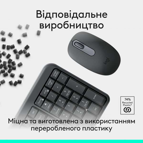 Бездротовий комплект Logitech MK250 Wireless Combo Graphite (Клавіатура + Миша) UKR