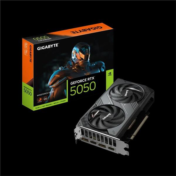 Видеокарта GF RTX 5050 8GB GDDR6 WindForce OC Gigabyte (GV-N5050WF2OC-8GD)