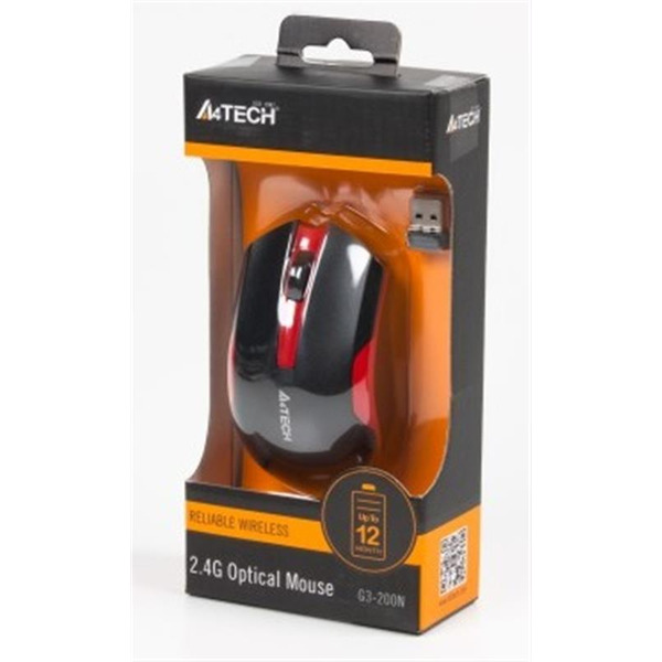 Мышь беспроводная A4Tech G3-200N Black/Red
