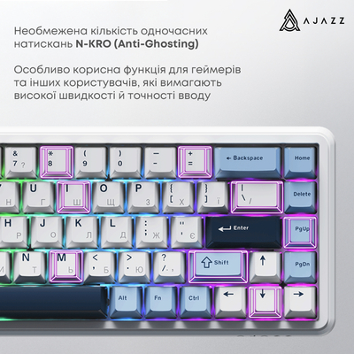 Клавиатура беспроводная Ajazz AK680 Max (8+8K) Magnetic Switch White (AK680-M-BWD-A)