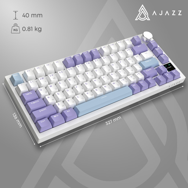 Клавиатура беспроводная Ajazz AK820 Pro Flying Fish Switch Purple RGB With Screen (AK820PRO-FF-PWB)