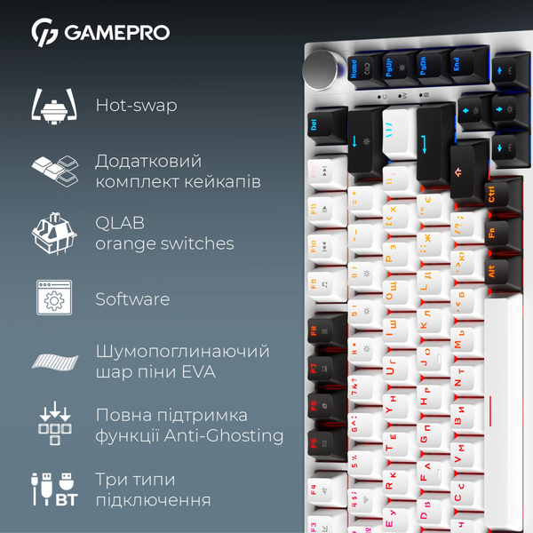 Клавиатура беспроводная GamePro Asgard Valhalla MK160W Pro White