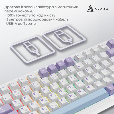 Клавиатура Ajazz AK820 Max Magnetic Switch White (AK820MAX-WM-PWB)