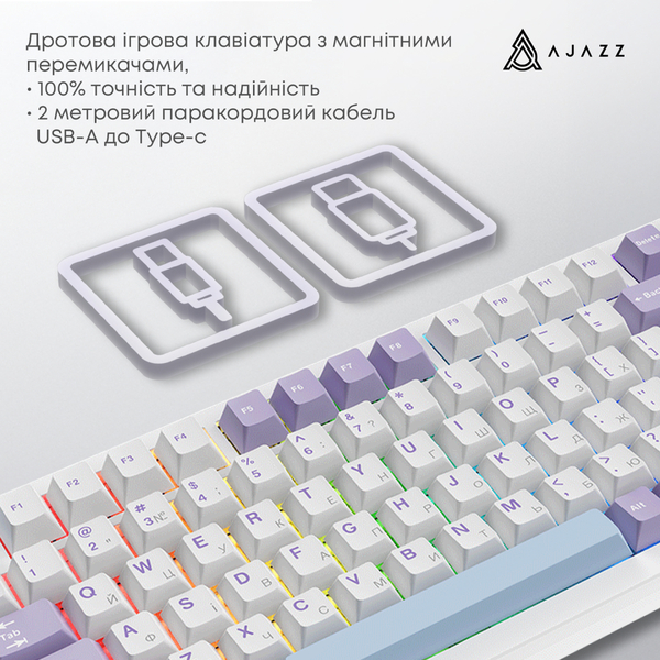 Клавиатура Ajazz AK820 Max Magnetic Switch White (AK820MAX-WM-PWB)