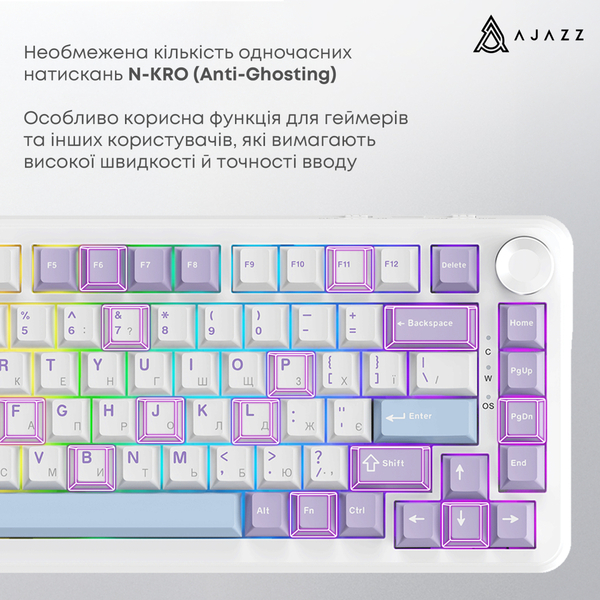 Клавиатура Ajazz AK820 Max Magnetic Switch White (AK820MAX-WM-PWB)