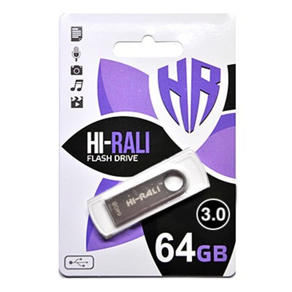 Флеш-накопитель USB3.0 64GB Hi-Rali Shuttle Series Silver (HI-64GB3SHSL)