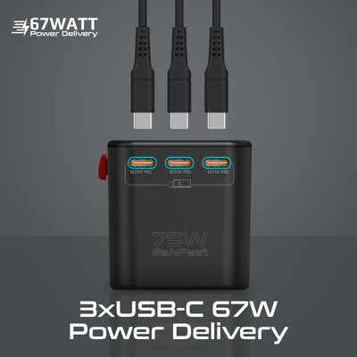 Зарядное устройство Promate TripMate-GaN75 75W Black