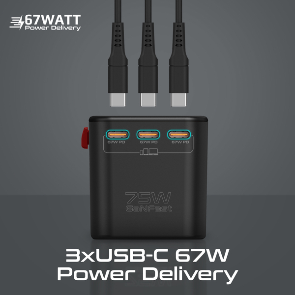 Зарядное устройство Promate TripMate-GaN75 75W Black