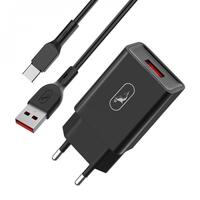 Зарядное устройство SkyDolphin SC36T (1USB, 2.4A) Black (SDMZP-000175) + кабель USB Type-C