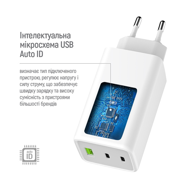 Сетевое зарядное устройство ColorWay GaN Mini 100W PD Port PPS USB (USB-2C1A) White (CW-CHS061PD-WT)
