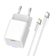 Сетевое зарядное устройство ColorWay GaN Mini 20W PD Port PPS USB-C White (CW-CHS059PD-WT) + кабель Lightning