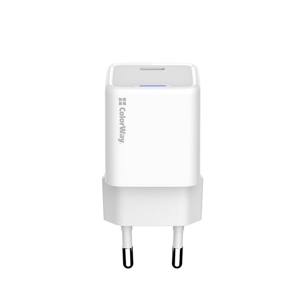 Сетевое зарядное устройство ColorWay GaN Mini 25W PD Port PPS USB-C White (CW-CHS052PD-WT)