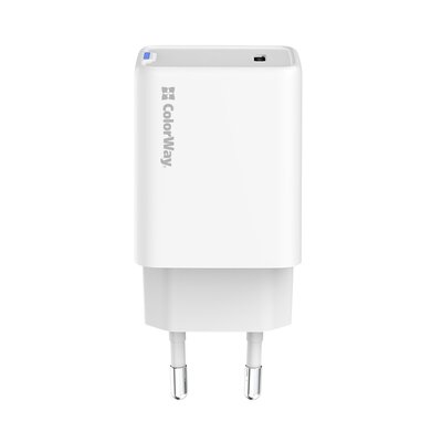 Сетевое зарядное устройство ColorWay GaN Mini 45W PD Port PPS USB-C White (CW-CHS057PD-WT)