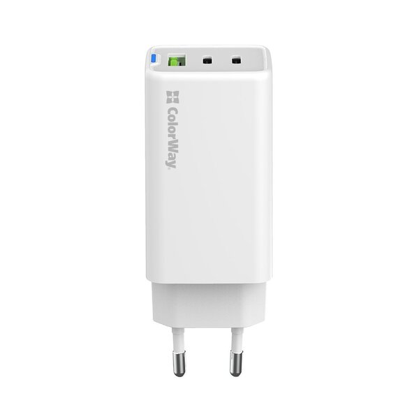 Сетевое зарядное устройство ColorWay GaN Mini 65W PD Port PPS USB (USB-2C1A) White (CW-CHS058PD-WT)