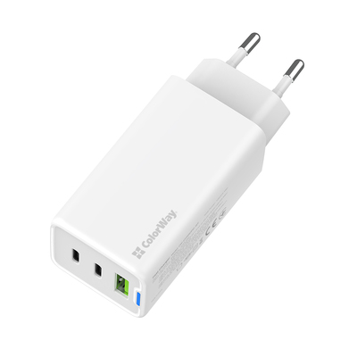 Сетевое зарядное устройство ColorWay GaN Mini 65W PD Port PPS USB (USB-2C1A) White (CW-CHS058PD-WT)