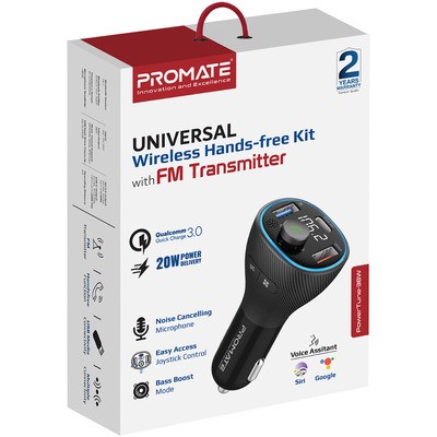 FM-трансмиттер Promate PowerTune-38w Black