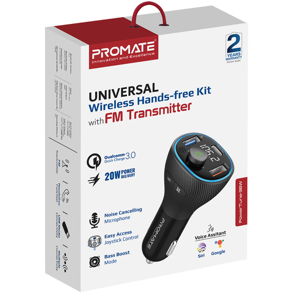 FM-трансмиттер Promate PowerTune-38w Black