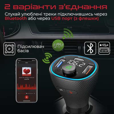 FM-трансмиттер Promate PowerTune-38w Black