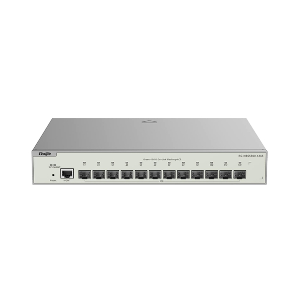 Коммутатор Ruijie Reyee RG-NBS5500-12XS (12xSFP+, 1xGE MGMT, 19-inch Rack-mountable Stell Case, Static Routing, VCS, RIP, OSPF, Ruijie Cloud, L3)