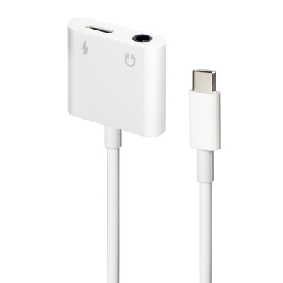 Адаптер Cablexpert USB Type-C - 3.5 мм/USB Type-C (M/F), 0.1 м, White (A-CM-3.5FP-01)