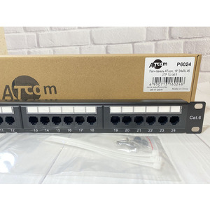 Патч-панель ATcom P6024 19" 24хRJ-45 UTP 1U cat.6