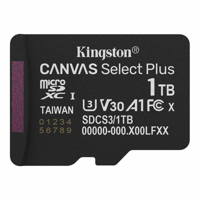 Карта памяти MicroSDXC 1TB UHS-I Class 10 Kingston Canvas Select Plus R150MB/s (SDCS3/1TBSP)