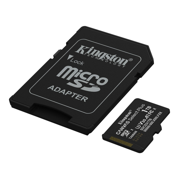 Карта памяти MicroSDXC 1TB UHS-I Class 10 Kingston Canvas Select Plus R150MB/s + SD адаптер (SDCS3/1TB)