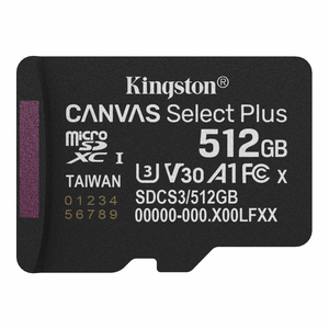 Карта памяти MicroSDXC 512GB UHS-I Class 10 Kingston Canvas Select Plus R150MB/s (SDCS3/512GBSP)