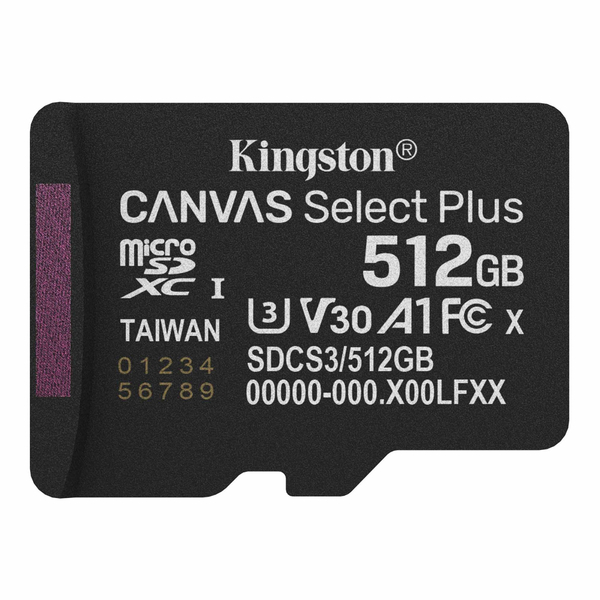 Карта памяти MicroSDXC 512GB UHS-I Class 10 Kingston Canvas Select Plus R150MB/s (SDCS3/512GBSP)