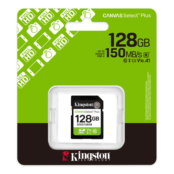 Карта памяти SDXC 128GB UHS-I Class 10 Kingston Canvas Select Plus R150MB/s (SDS3/128GB)