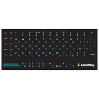 Наклейки на клавиатуру ColorWaу непрозрачная черная, бело-синяя (CW-BWBL)