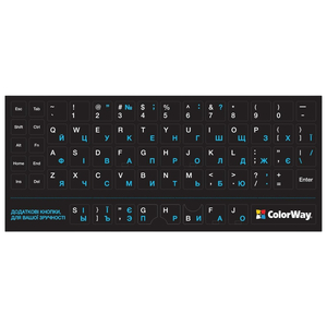 Наклейки на клавиатуру ColorWaу непрозрачная черная, бело-синяя (CW-BWBL)