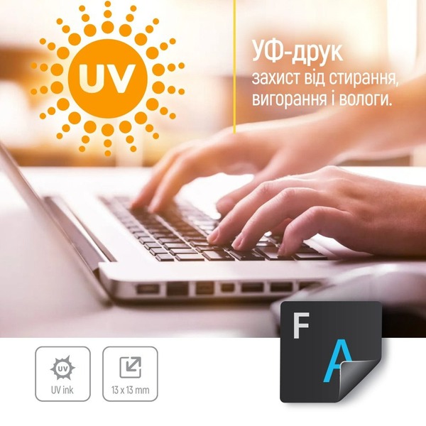 Наклейки на клавиатуру ColorWaу непрозрачная черная, бело-синяя (CW-BWBL)