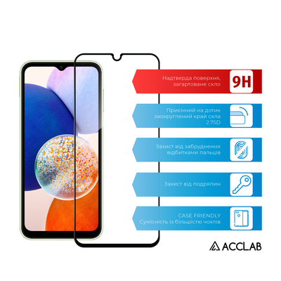 Защитное стекло ACCLAB Full Glue для Samsung Galaxy A14 SM-A145 Black (1283126559747)