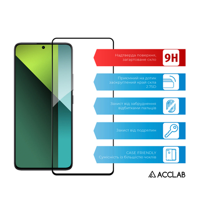 Защитное стекло ACCLAB Full Glue для Xiaomi Redmi Note 13 5G Black (1283126583773)