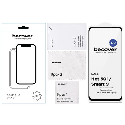 Защитное стекло BeCover для Infinix Smart 9 (X6532) Black, 10D (712711)