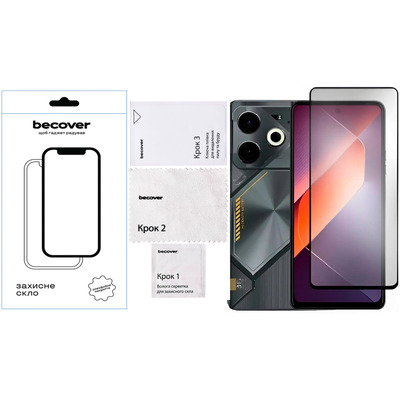 Защитное стекло BeCover для Tecno Pova 6 (LI7) Black (711580)