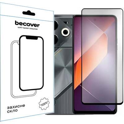 Защитное стекло BeCover для Tecno Pova 6 (LI7) Black (711580)