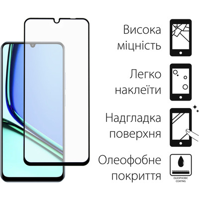 Защитное стекло Dengos для Realme Note 60 Black Full Glue (TGFG-400)