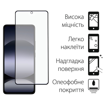 Защитное стекло Dengos для Xiaomi Redmi Note 14S Black Full Glue (DG-TG2P-70) 2шт