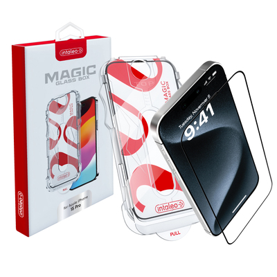 Защитное стекло Intaleo с апликатором Intaleo MagicBox для Apple iPhone 15 Pro Black (4820266742850)