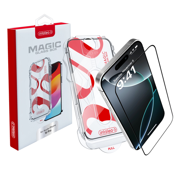 Защитное стекло Intaleo с апликатором Intaleo MagicBox для Apple iPhone 16 Pro Black (4820266742911)