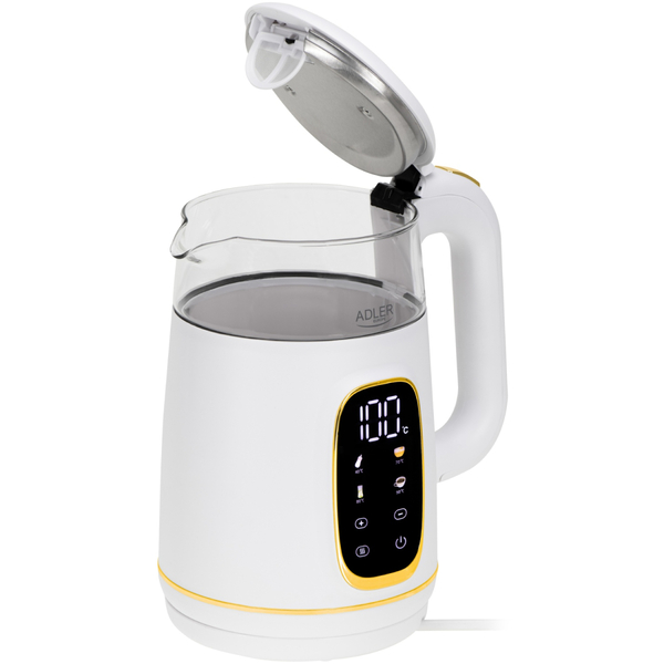 Електрочайник Adler AD 1305 white gold 1850-2200Вт/ 1.7л/ скло/ встановлення температури/