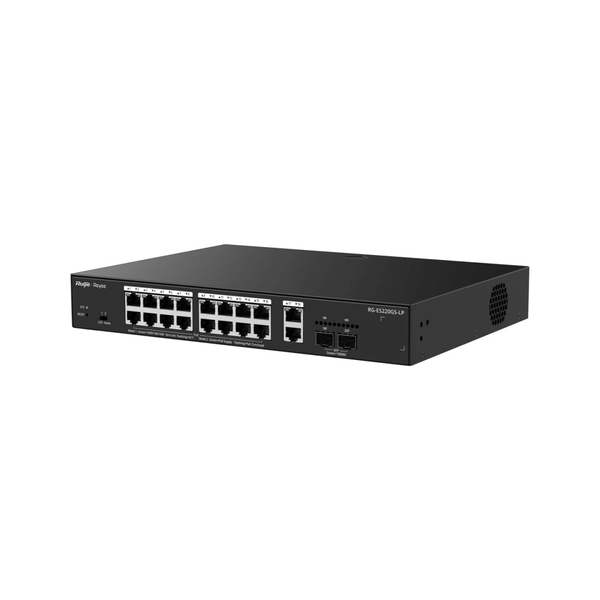 Коммутатор Ruijie Reyee RG-ES220GS-LP (16xPoE+, 2xGE/SFP Uplink, Cloud Managed, max PoE 130W, настольный, металл)