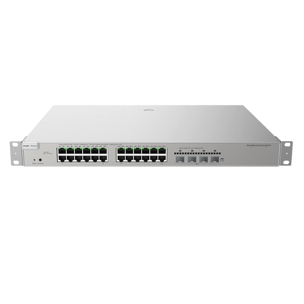 Коммутатор Ruijie Reyee RG-NBS5100-24GT4SFP-P (24xGE PoE+, 4xSFP, max PoE 370W, 19-inch Rack-mountable Stell Case, Ruijie Cloud, L3, 6KV surge protection)