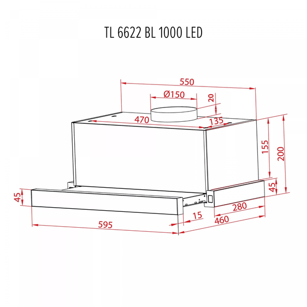 Витяжка Perfelli TL 6622 BL 1000 LED