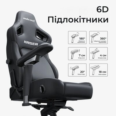 Кресло для геймеров Anda Seat Kaiser 4 V2 Size XL PVC Black (AD12YDDC-XLL-20-B-PV/C-03)
